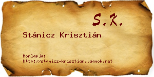 Stánicz Krisztián névjegykártya